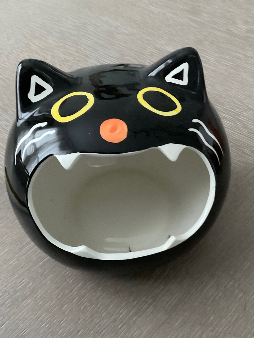 Magenta Black Cat Candy Bowl with Yellow and Orange Accents